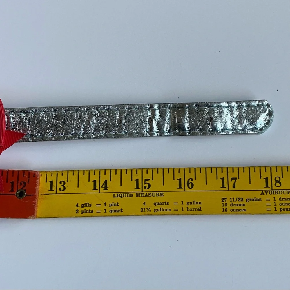 Martha Stewart Dog Collar with Bow For A 14-17” Neck Small Medium Red Silver